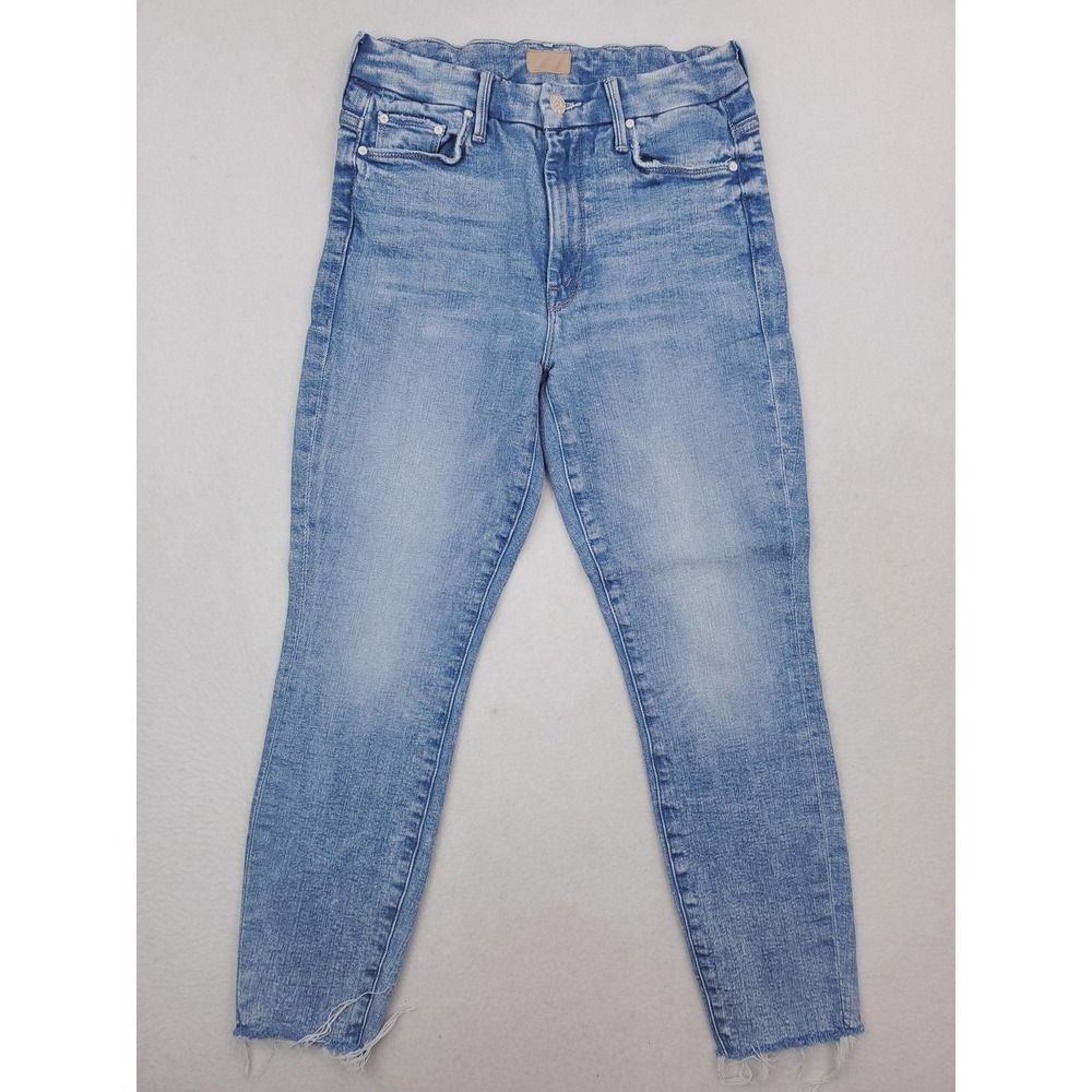 Mother Looker Ankle Fray Jeans Womens 26 Light Wash High Rise Stretch Denim